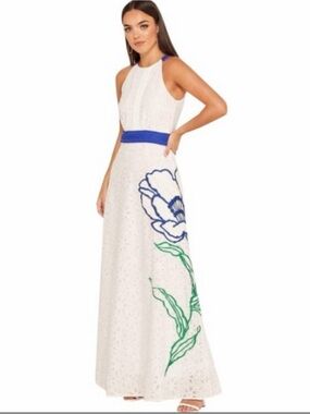 FOXIEDOX Jetta Halter Neck Embroidered Dress